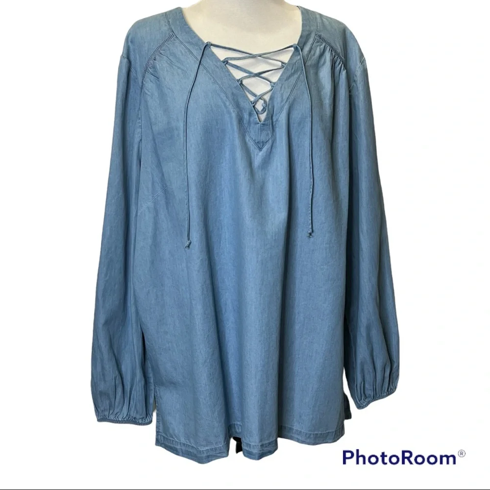 Lane Bryant Chambray Long Sleeve - Picture 2 of 5